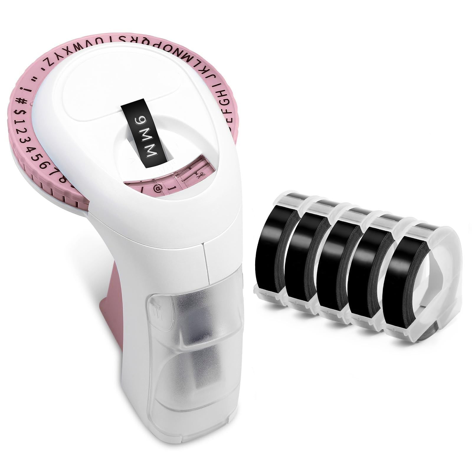 Embossing Label Maker Machine, Pink Omega S Embossed Label Maker, 3D Embossing Labeler Portable Handheld Old School Label Printer for Home Office DIY