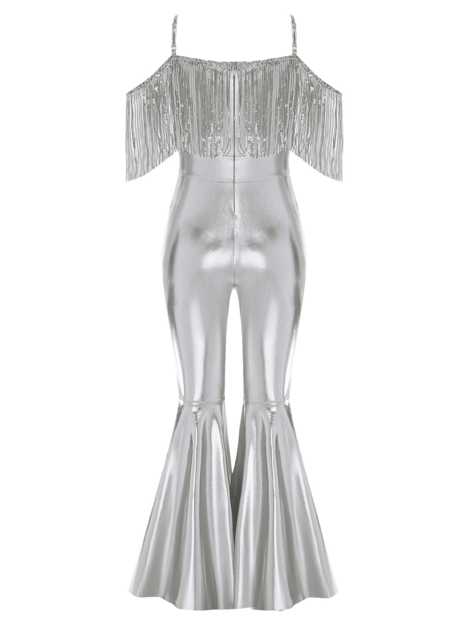 ranrann Tuta Intera Svasata da Danza Jazz Bambina con Nappe Jumpsuit Elegante Principessa per Cerimonia Cocktail Matrimonio Leotard da Danza Moderna Valzer Cocktail