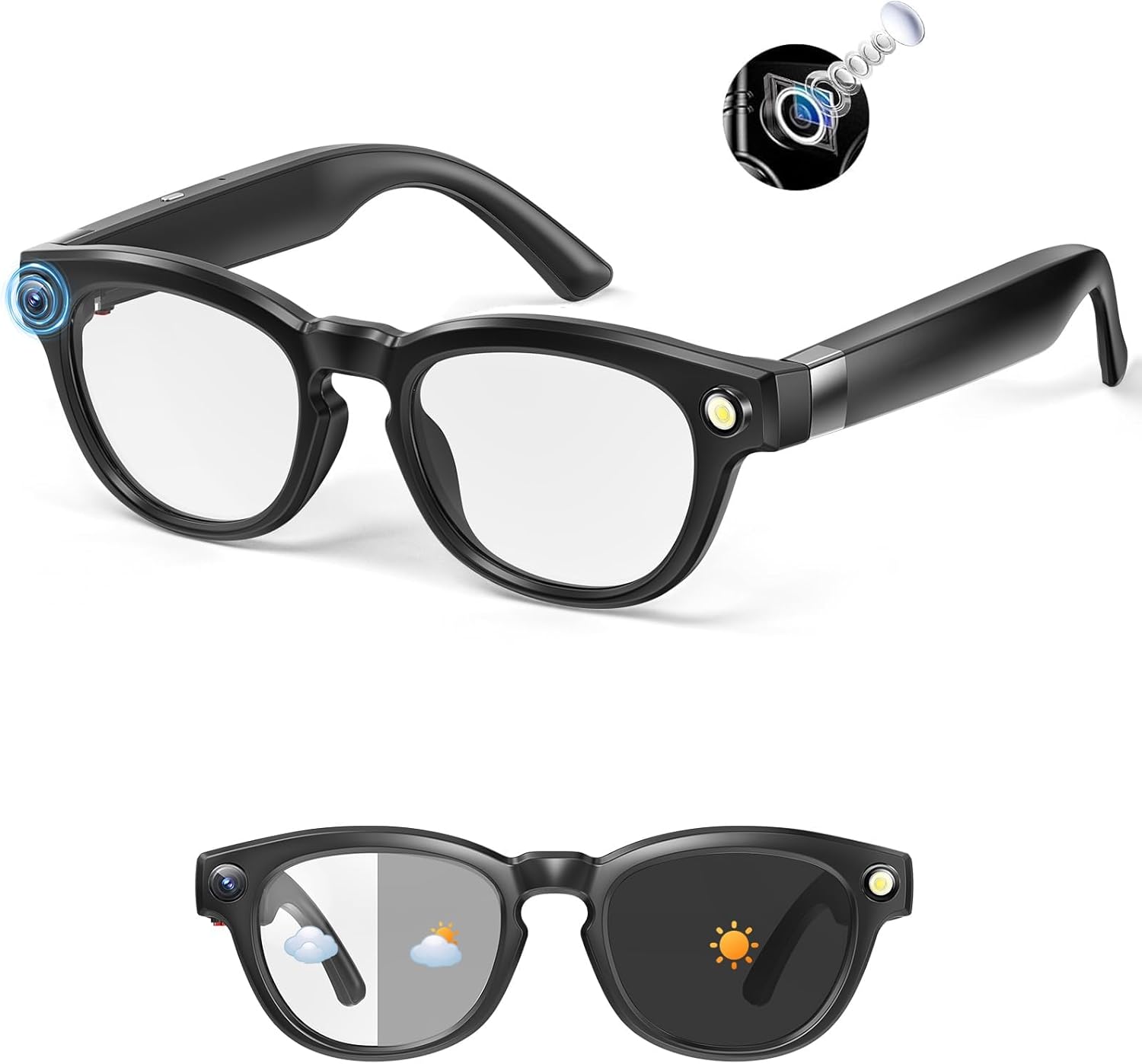 AI Sensible Glasses with 4K HD Digital camera – Video Recording Glasses with Audio, Bluetooth Sun shades with Digital camera for Males, Actual-Time Translation, Palms-Free Music&Calls, Outside Sports activities Journey