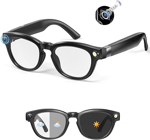 Al - Lentes inteligentes con cámara HD 4K, gafas de grabación de video con audio, gafas de sol Bluetooth con cámara para hombres, traducción en