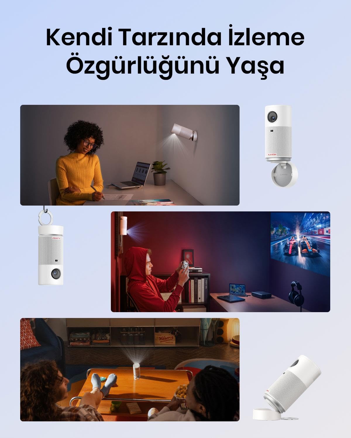 Nebula Capsule Air Google TV Projecteur, Mini projecteur Intelligent 720p avec Wi-FI et Bluetooth, 2 Heures de Lecture, Dolby Digital, Ultra Portable pour n'importe Quel Espace, Blanc, Garantie de 18