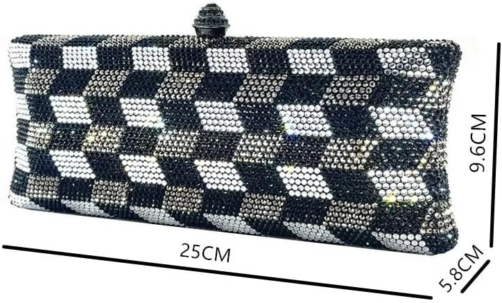 Rhinestone Clutch Evening Clutch Handbag Elegant Diamond Box Shaped Purses Crystal Crossbody Bag for Women Formal Party