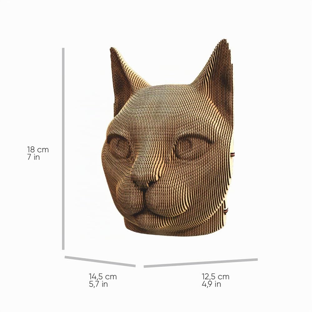 Chat Puzzle 3D en Carton – Maquette à Monter | 89 Pièces, 18 × 15 × 13 cm – Kit Sculpture DIY à Peindre, Matériaux Recyclés, Ados & Adultes, Idée Cadeau Déco