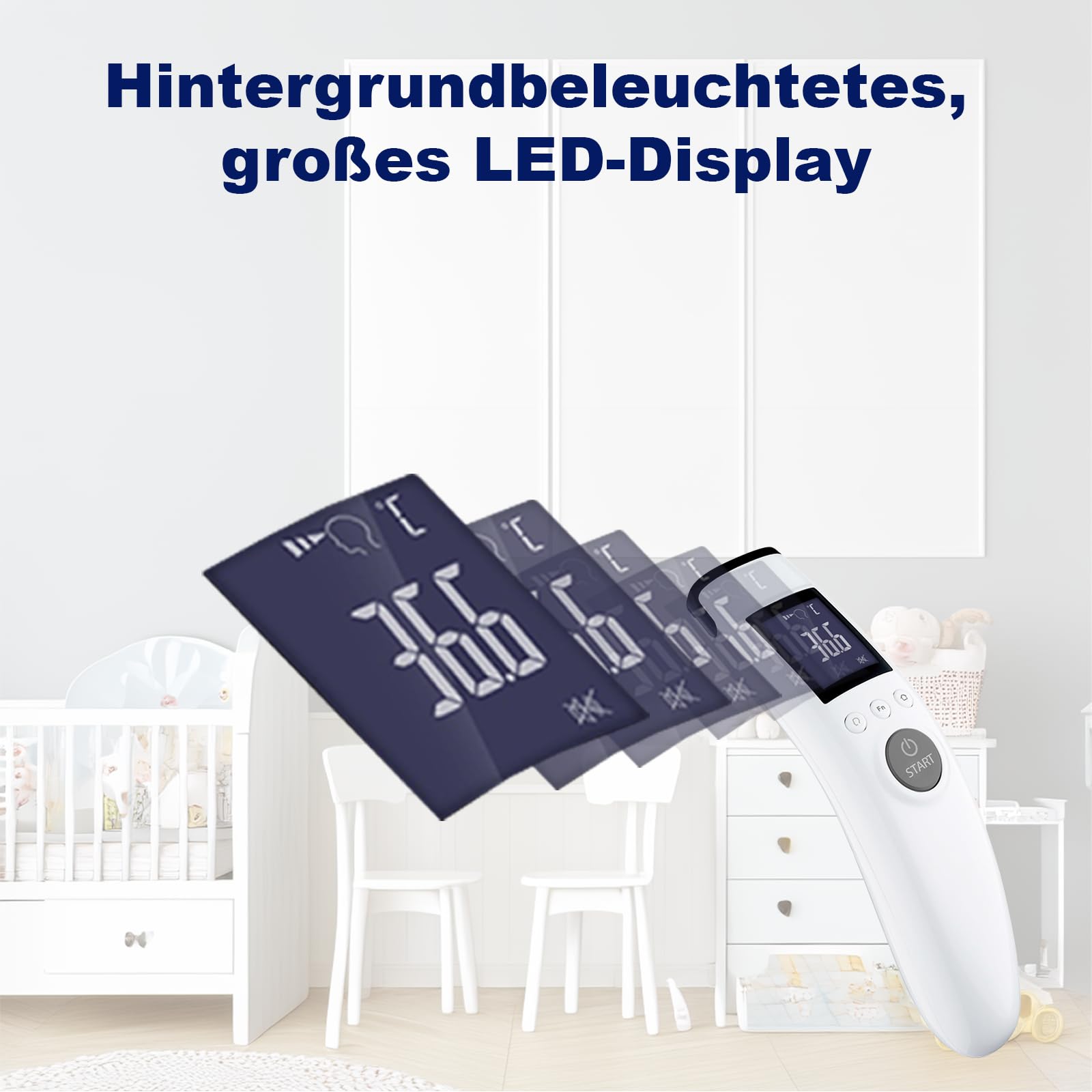 TECH-MED - Elektronisches Infrarot Fieberthermometer Kontaktlos TMB-COMPACT, Fiebermesser Digital, Schnelligkeit der Messung, Temperaturmessgerät Menschen