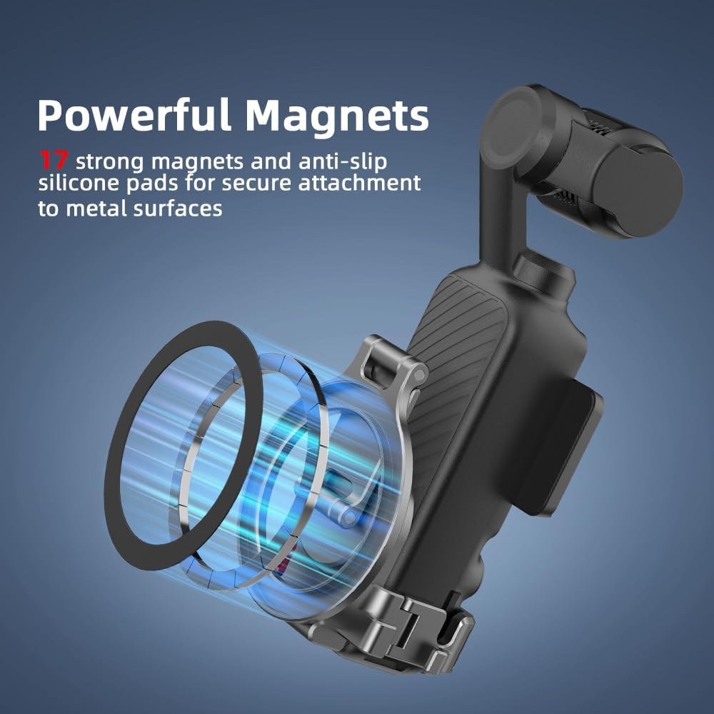 Magnetic Extension Adapter,Cell Phone Teleprompter Holder for DJI Omso Pocket 3 Magnetic Mount Desktop Stabilizer Mount Accessory with Cold Shoe Slot/GOPRO/Action port/1/4 Threaded Hole