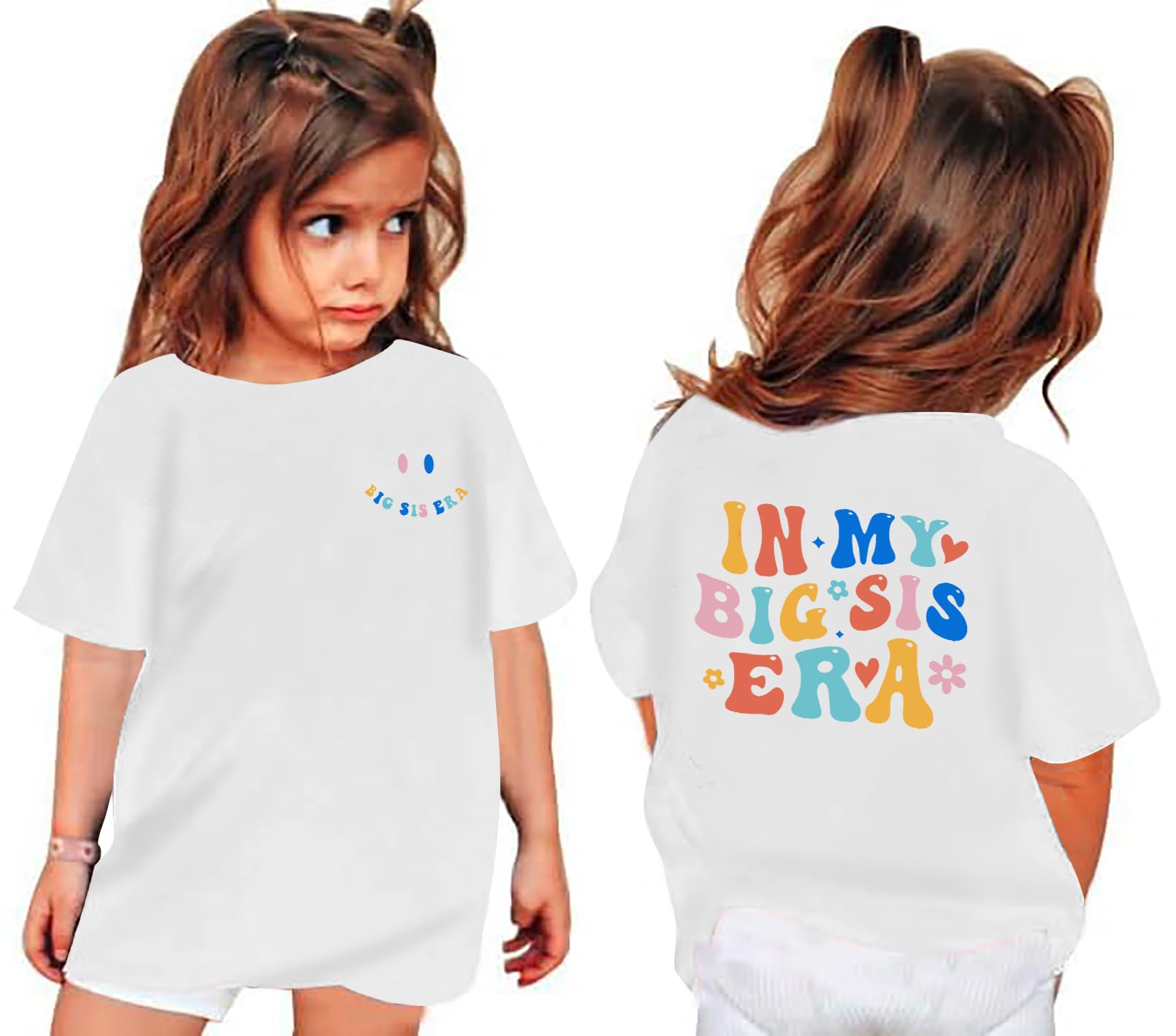 ZylkorToddler Big Sister Shirts in My Big Sister Era Girl Graphic T-Shirt Casual Toddler Infant Girls Outfits