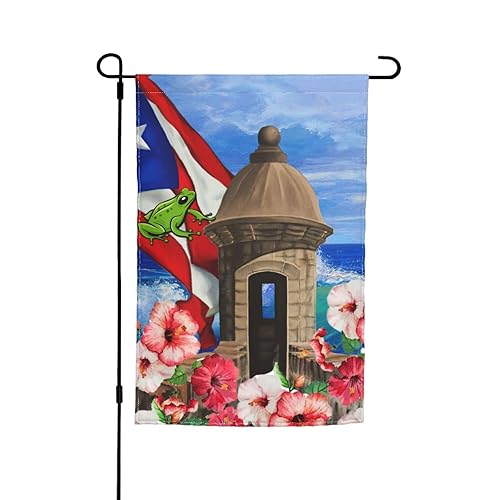 Puerto Rico Flag Sea Frog Flower Garden Flag 12x18 Inch