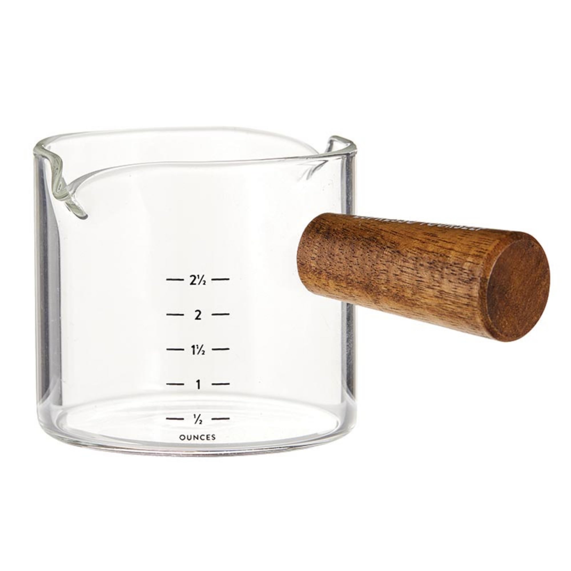 Santa Barbara Design Studio Coffee Bar Gifts - Taza medidora de cristal para espresso, 75 ml, cristal transparente y madera