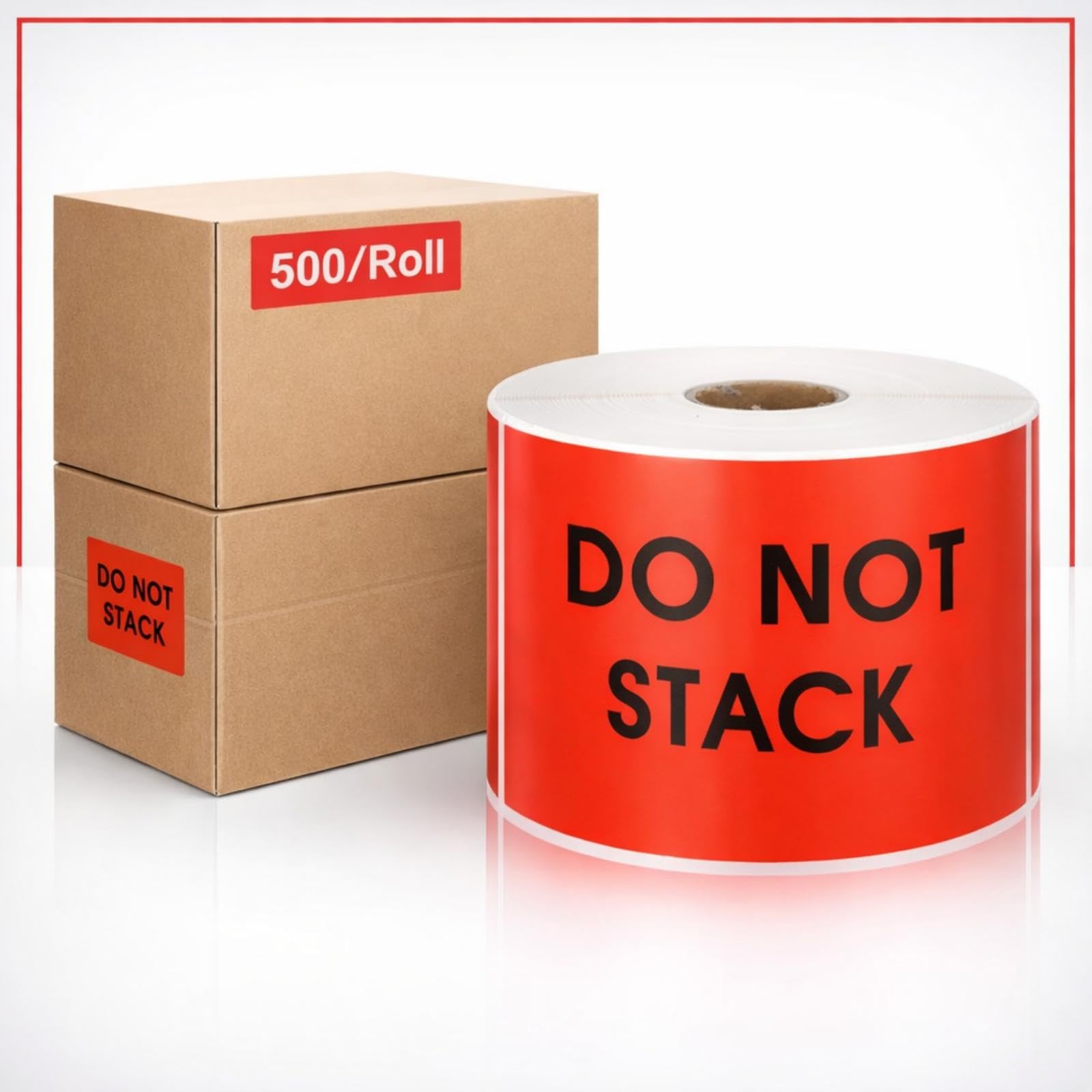 Trandraft 3" x 5" Red Do Not Stack Stickers Shipping Warning Packing Labels for Shipping and Packing Warning Labels with Permanent Adhesive (1 Roll,
