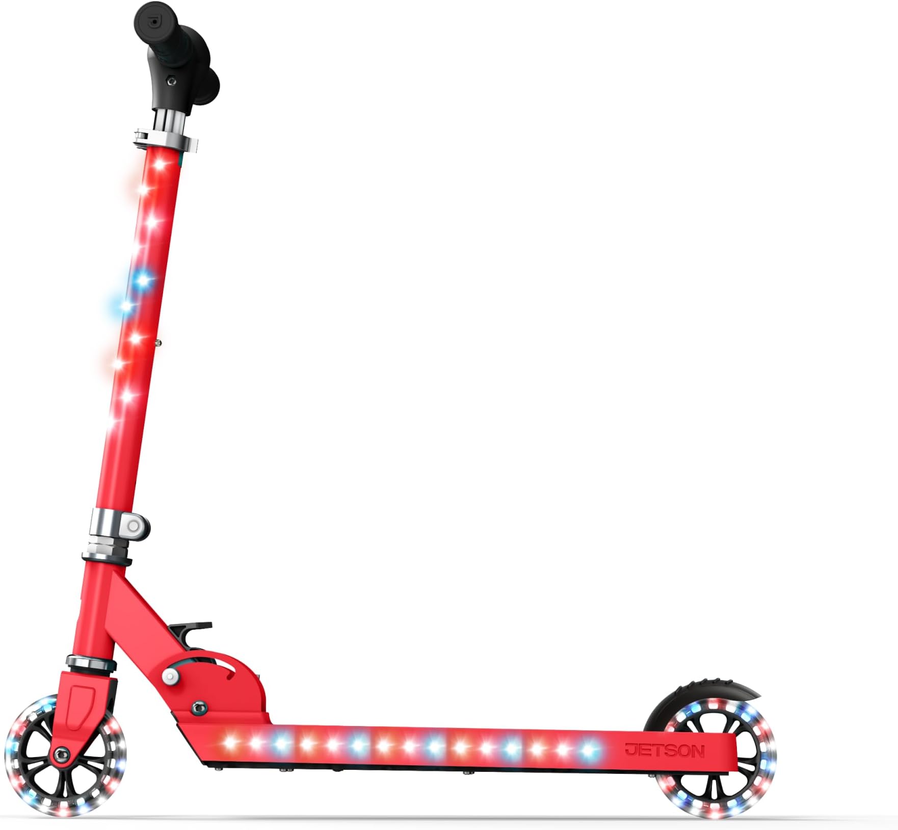 Jetson 2-Wheel Light-Up Kick Scooter, Light Up Deck and Wheels, Height Adjustable Handlebar, Rear Brake, Easy-Folding Mechanism, 4 or 6 inch wheels