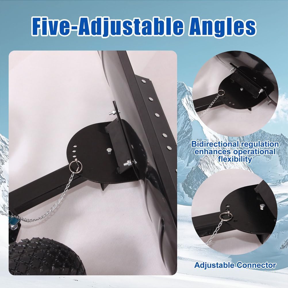 Pala quitanieves con Ruedas de 30 Pulgadas, arado de Nieve metálico Resistente con ángulo Ajustable y diseño ergonómico para entradas de vehículos y pavimentos.