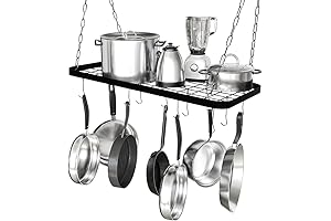 Premium J Hooks, Wall Mount, 33 Inches Ceiling Pot Rack