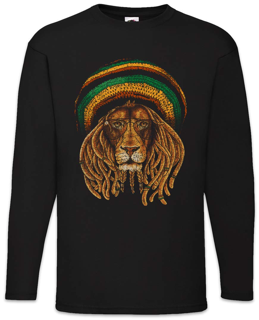 Urban Backwoods Men's Black Rastafari Lion Iii Long Sleeve T-Shirt Size 2XL