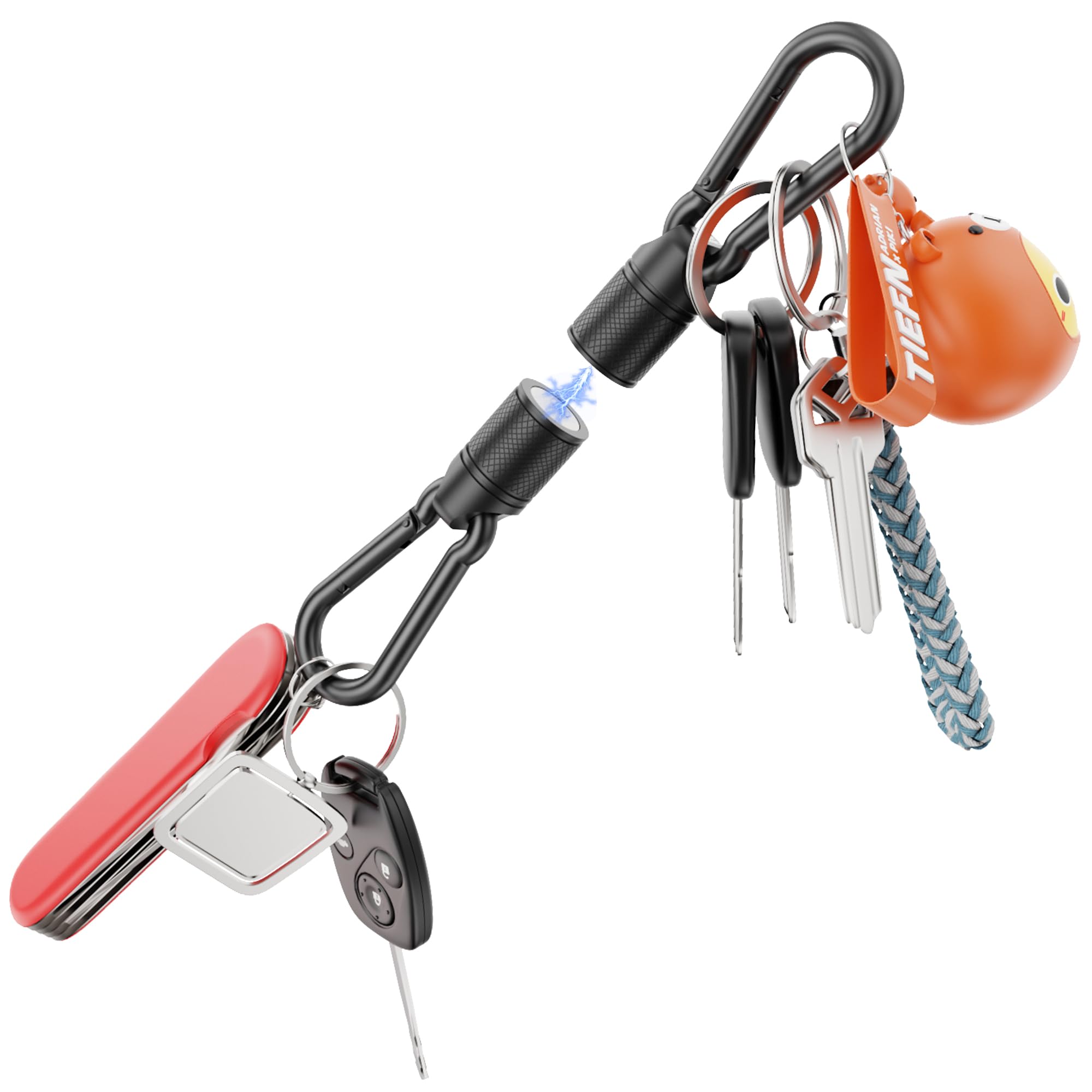 ULIBERMAGNET Magnetic Key Holder,2PCS Quick Release Strong Magnetic Keychain for Car Keys, Rotatable Detachable Magnet Key Holder for Flashlights USB Pants Purse Belt