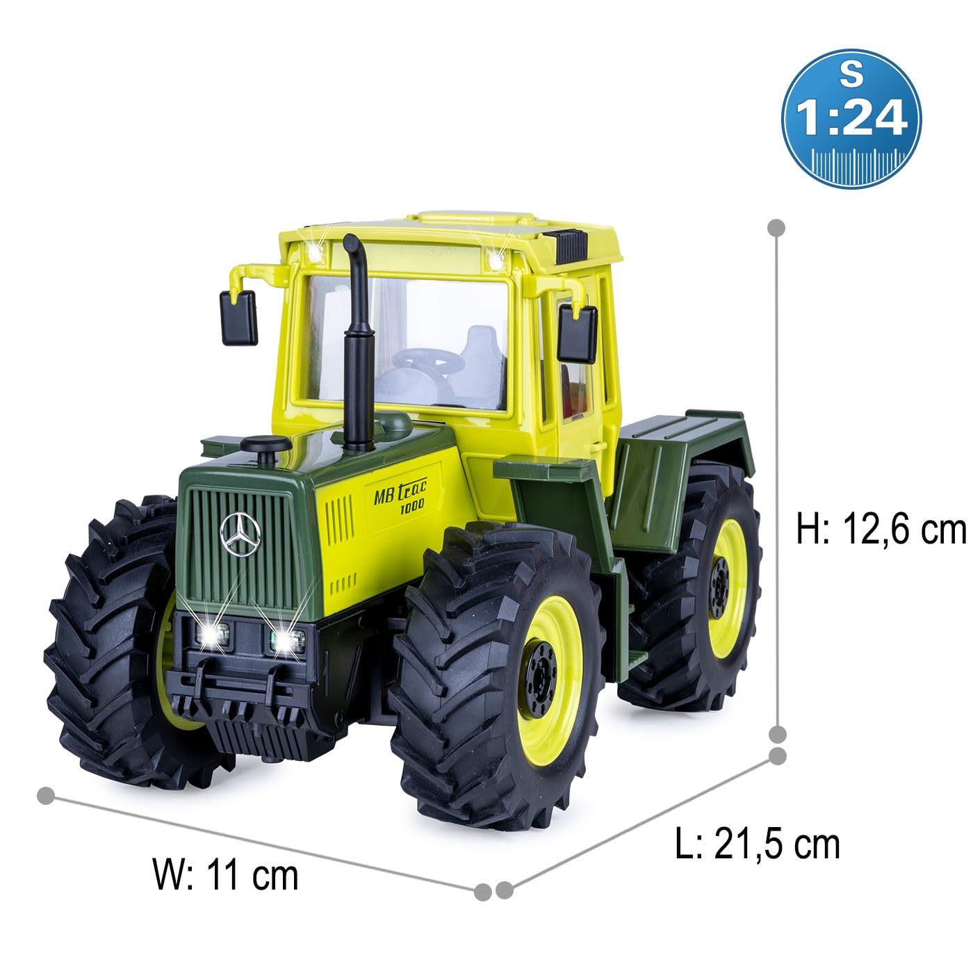 JAMARA 405341 Mercedes-Benz MB-trac 1000 1:24S-Plug 2,4 GHz Traktor Spielzeug mit Fernsteuerung und Anschluss für Anhänger und Anbaugeräte Landwirtschaft Geschenk für Kinder
