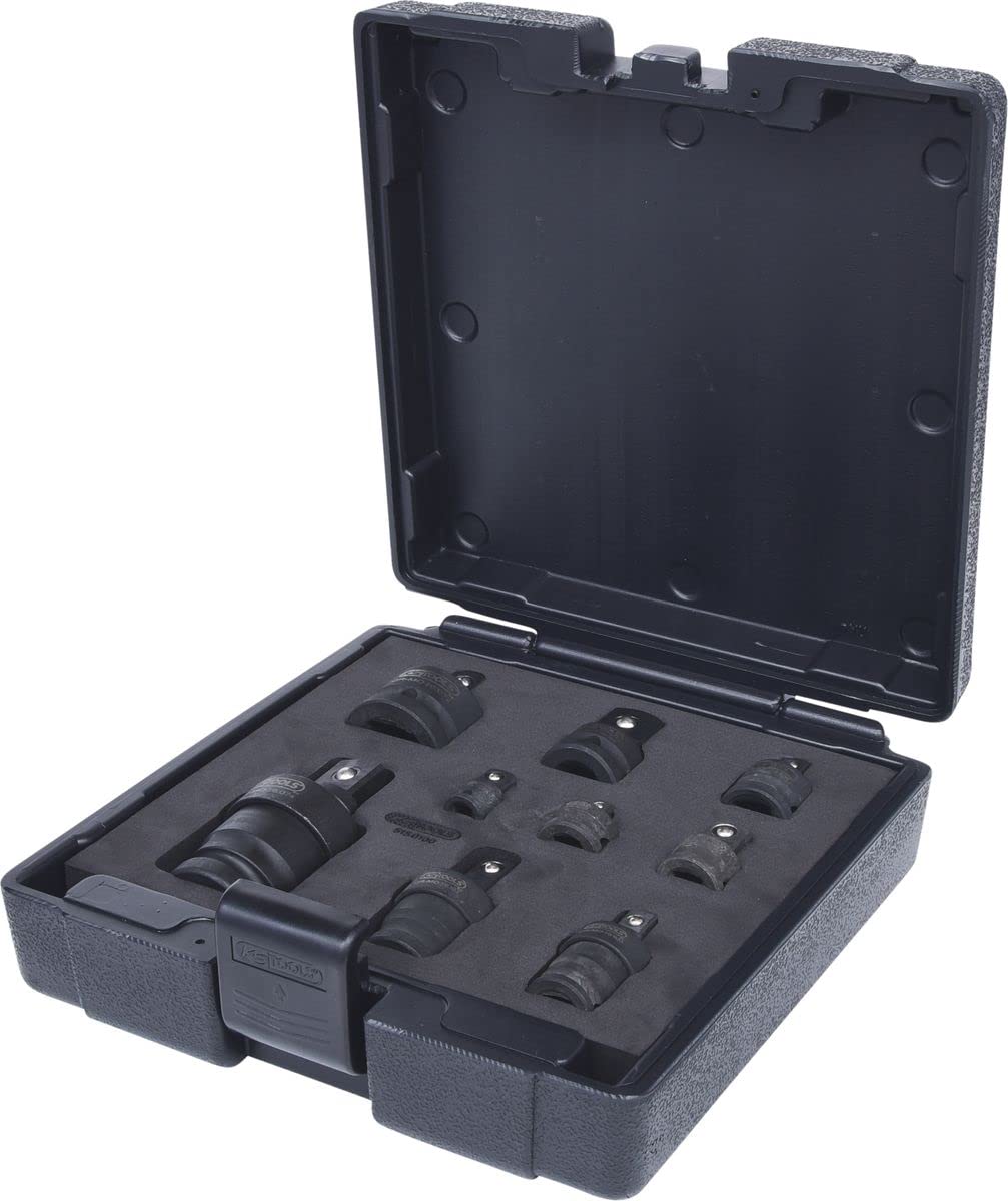 KS Tools 515.0100 Coffret d'adaptateurs et cardans à chocs 9 pièces | Coffret d'adaptateurs et cardans à chocs, 9 pcs, outillage professionnel, chrome vanadium
