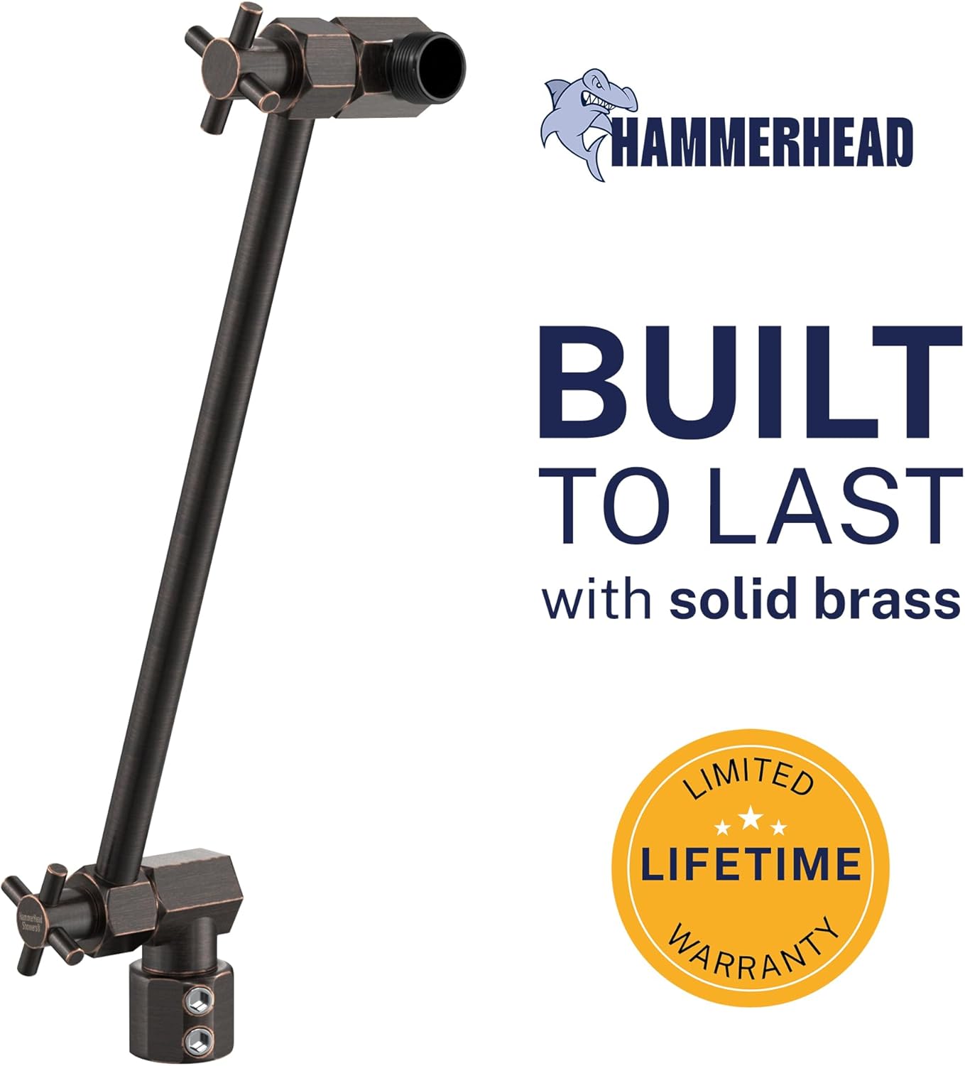 HammerHead Showers® Solid Metal 12-Inch Adjustable Shower Extension Arm – Raises Showerhead Height, Supports up to 10lbs – Oil Rubbed Bronze