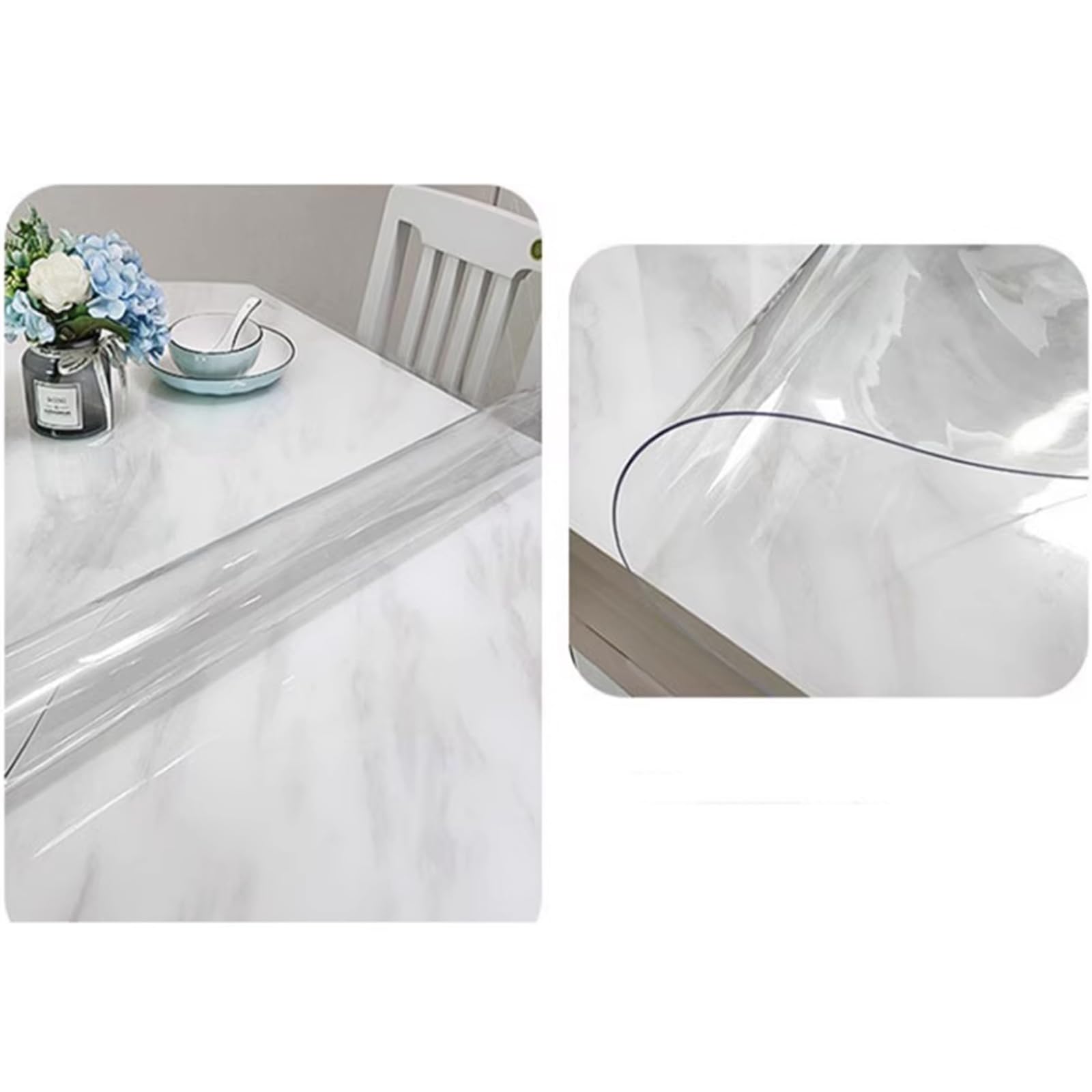 Pellicola Protettiva Trasparente in PVC per scrivania, Pellicola Protettiva Trasparente da 1,6 mm, tovaglietta Rettangolare in Vinile, Adatta per uffici, tavoli da Pranzo, tolette (65x160 cm