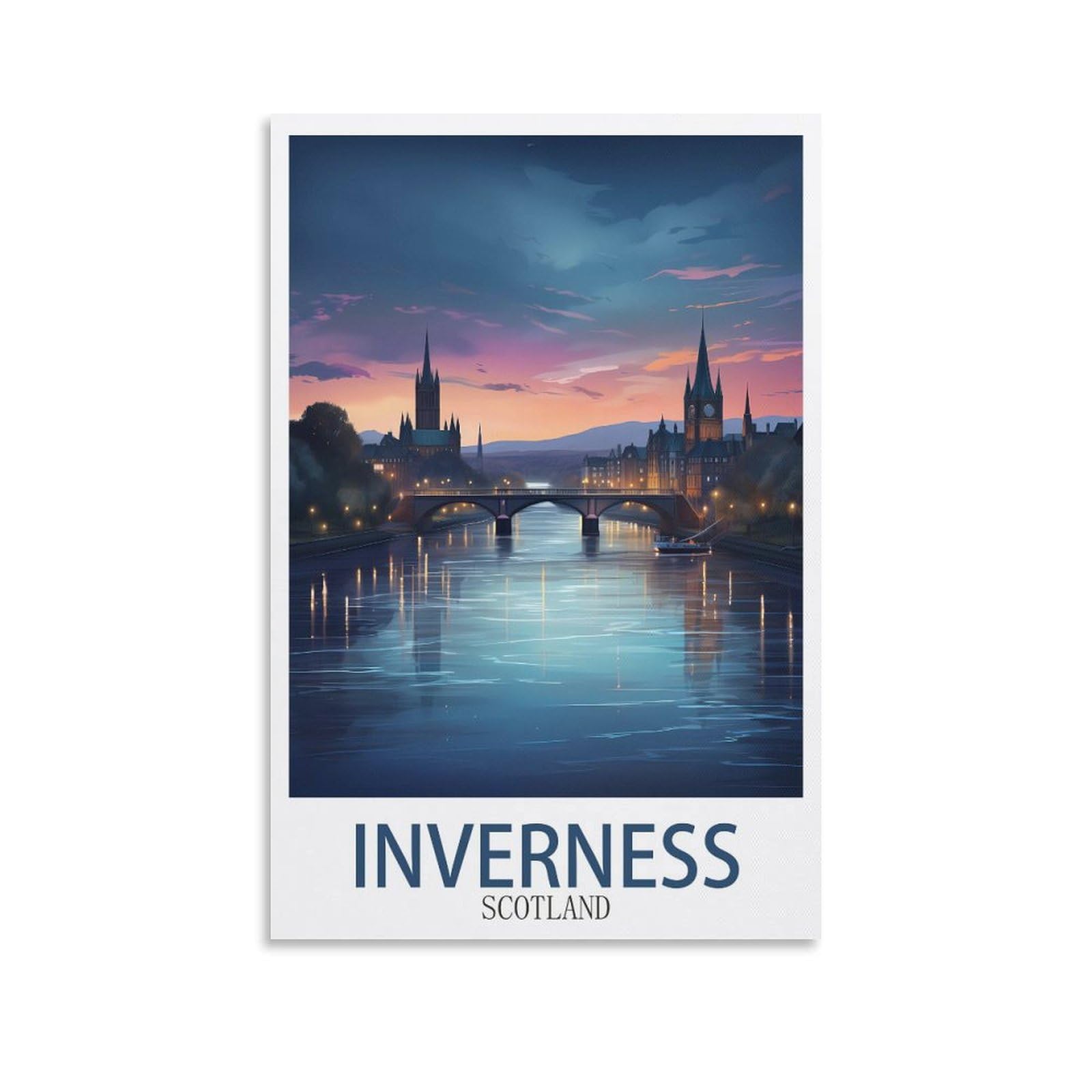 Zbbggoz Unframe-Style Inverness Scotland Vintage Travel Posters 08X12inch(20X30cm) Canvas Wall Posters And Art Picture Print Modern Family Bedroom Decor