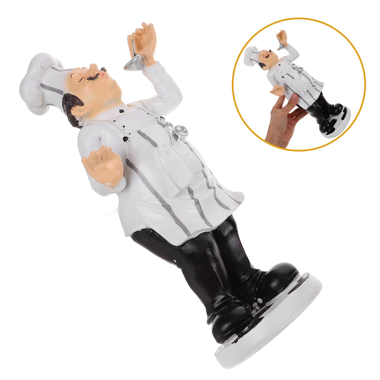 SHINEOFI Chef Figura Cartone Animato Divertente e Stabile Bianco Stile Europeo in Resina Statuetta per Decorazione Cucina e Casa per Tavolo