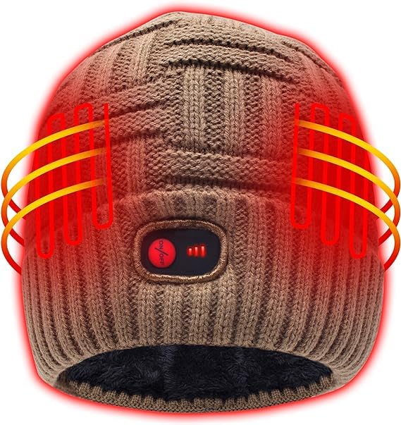 Svpro Beheizte Beanie mit Wiederaufladbarem Akku 7,4V Li-Polymer-Akku hält bis zu 3-7 Stunden,Electric Beheizbare Hut Frauen Männer Heizmütze Heizung Skull Cap