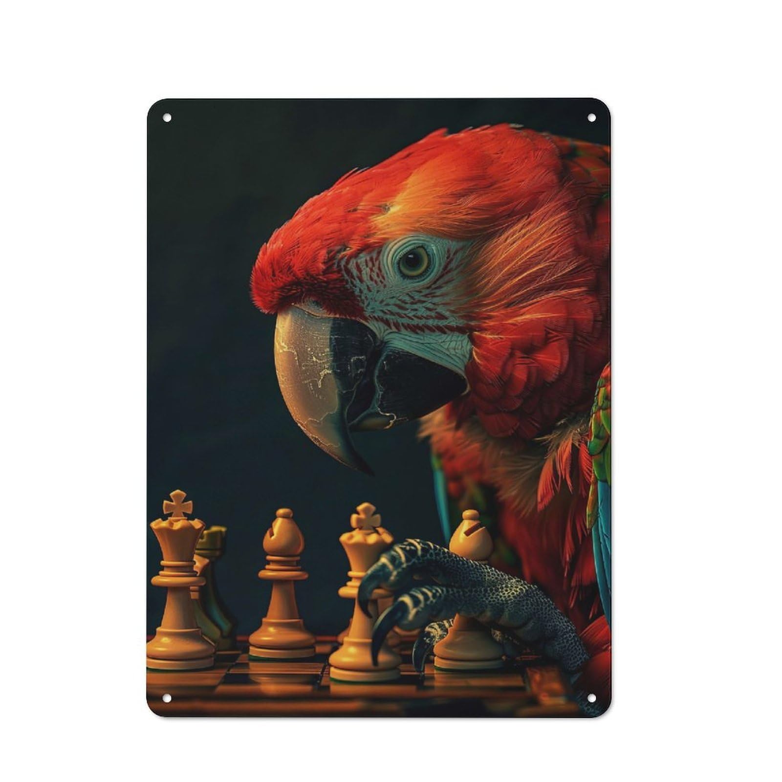 Junmoney Parrot Chess Shed Metal Sign With Design 40X30cm, Outdoor Room Utility Space Decor For Greenhouse, Garden Room, Cafe Or Entryway