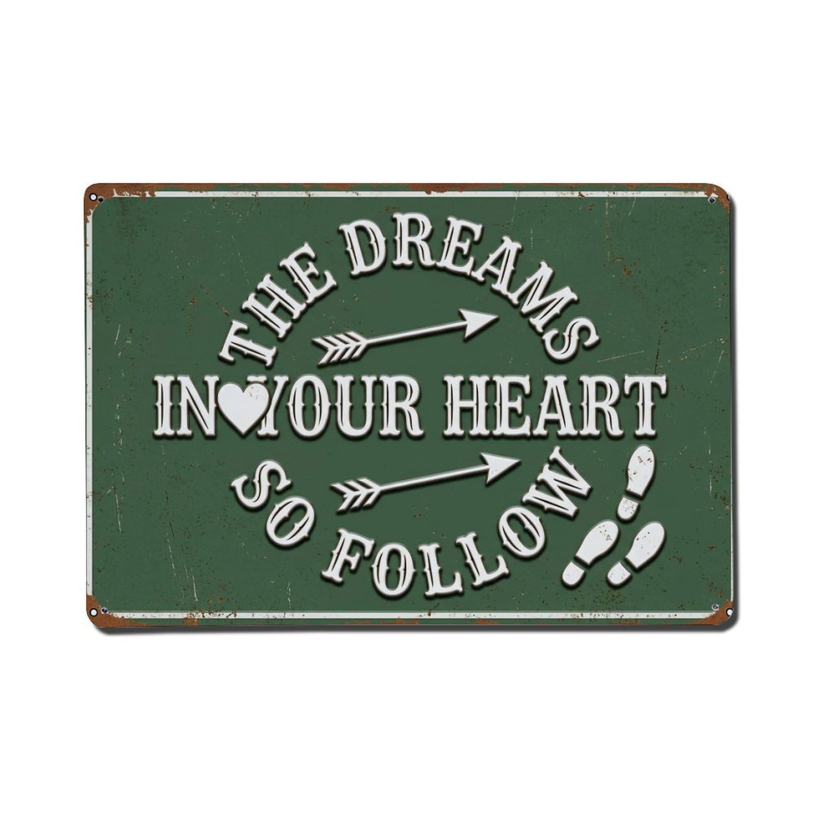 Follow Heart Always Pub Retro Motivational Slogans 2 Metal Tin Sign Plaque Wall Decor for Cafe, Club Bar, Office, Home Garden Metal Poster 8x12Inch