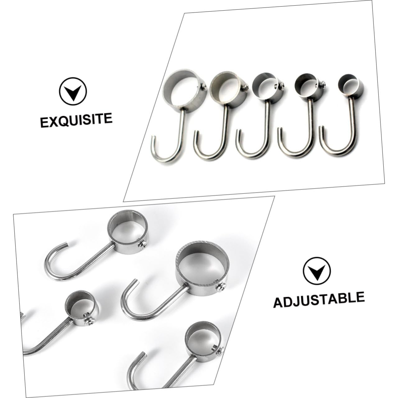 Cabilock Ganci per Asta in Acciaio Inox, 10 Pezzi, Rimovibili e Resistenti alla Corrosione, per Armadio e Tenda