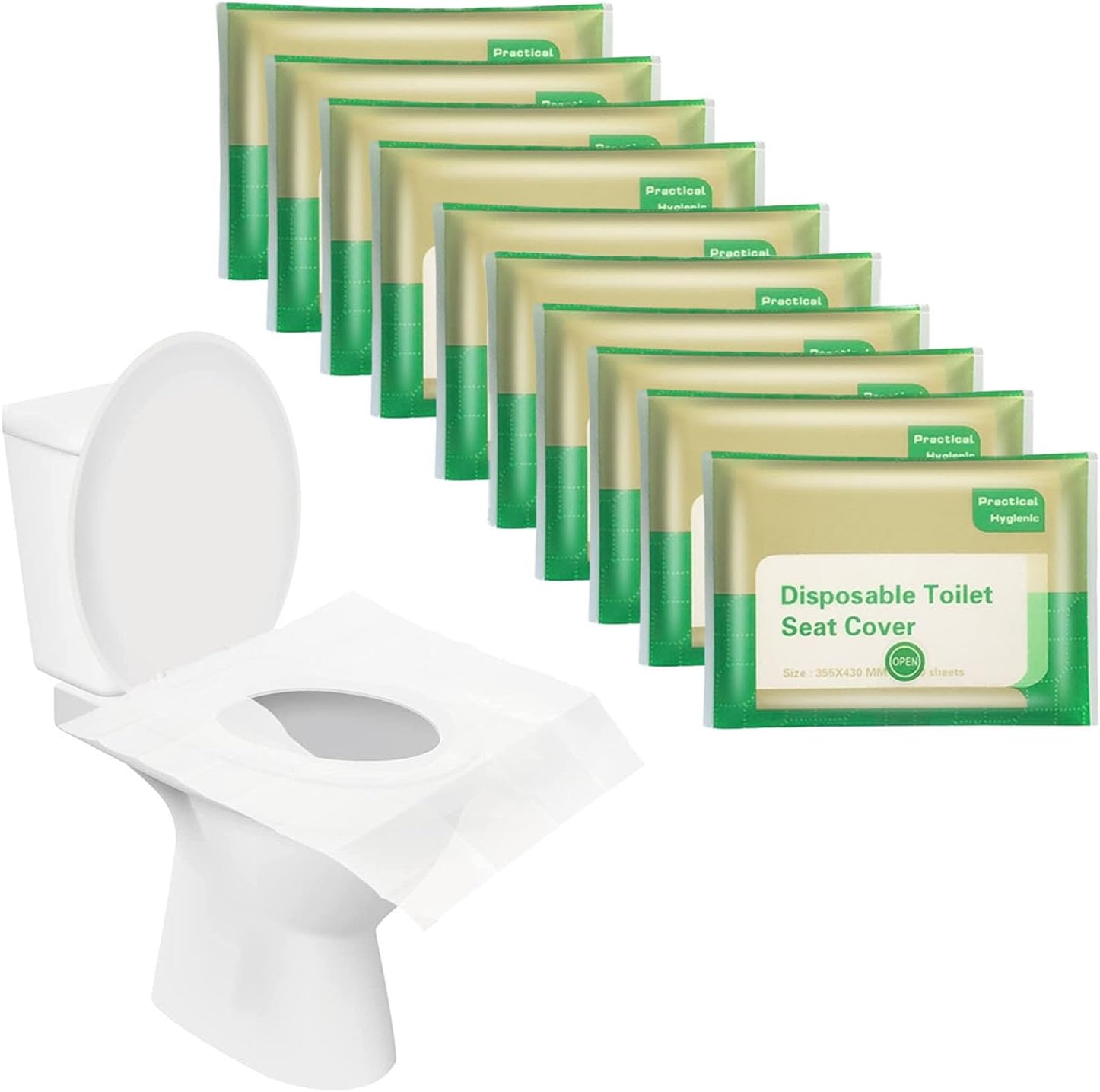100 Pcs Flushable Paper Toilet Seat Covers for Adults and Kids, Disposable Travel Essential Accessories for Airplane, Road Trips, Camping