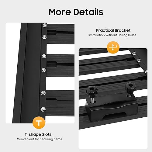 Miniatura 6 de Portaequipajes universal para automóvil, soporte para equipaje de plataforma para automóvil, cesta de acero de aluminio, estante plano de techo para