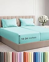 Vista 51 de Juego de sábanas Queen de bolsillo extra profundo, sábanas transpirables y refrescantes de 4 piezas, juego de sábanas de lujo de hotel, ultra suave
