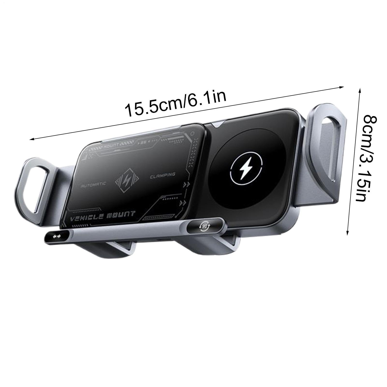 Generico Caricatore Wireless per Auto Porta Cellulare Veicolo | Supporto Smartphone Piegevole, Ricarica 15W Doppia Bobina per Auto