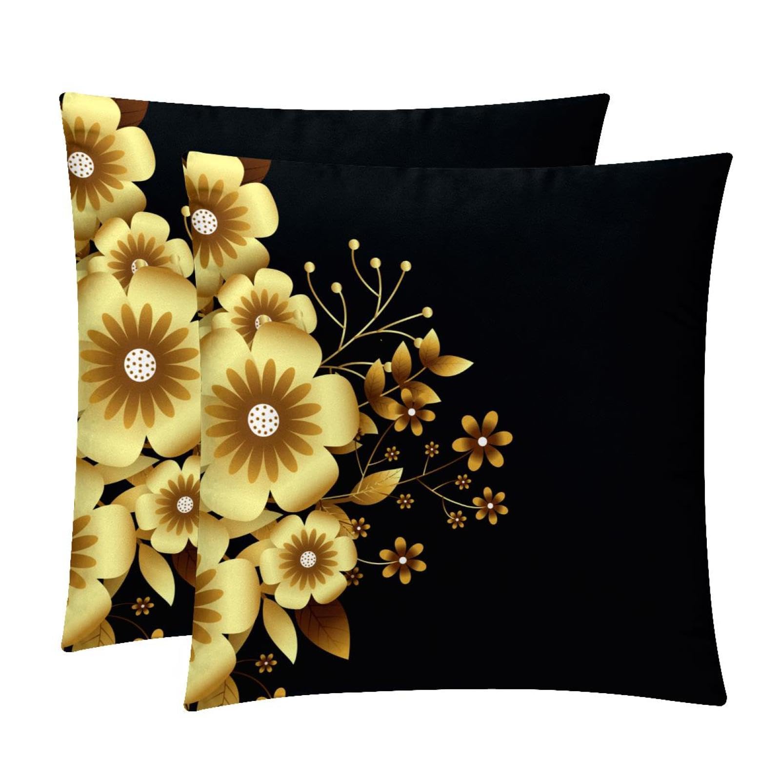 TDGKPZ Flower Throw Pillow Cases 2 Pack Pillowcases Zipper Cushion Covers For Bedroom Living Room 45x45cm