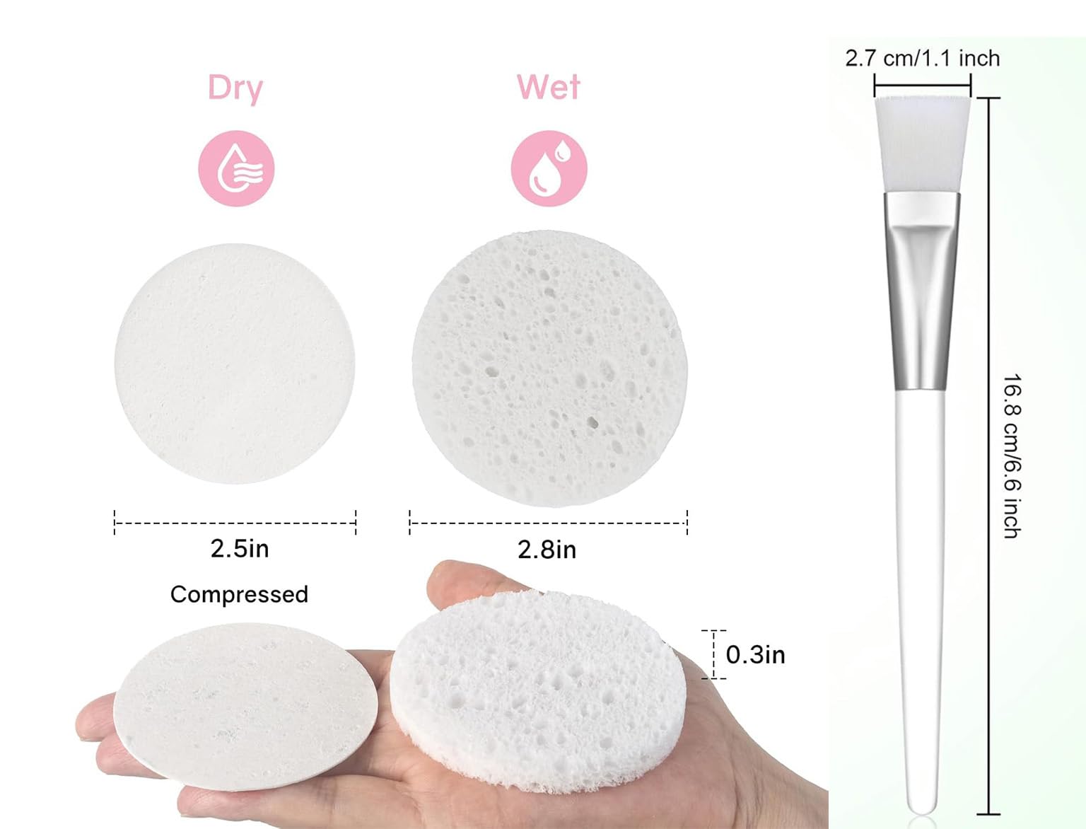 25Pcs Facial Sponges Cleansing, incl. 15 Pcs Mask Brushes and 10 Pcs Cleansing Sponges - Image 2