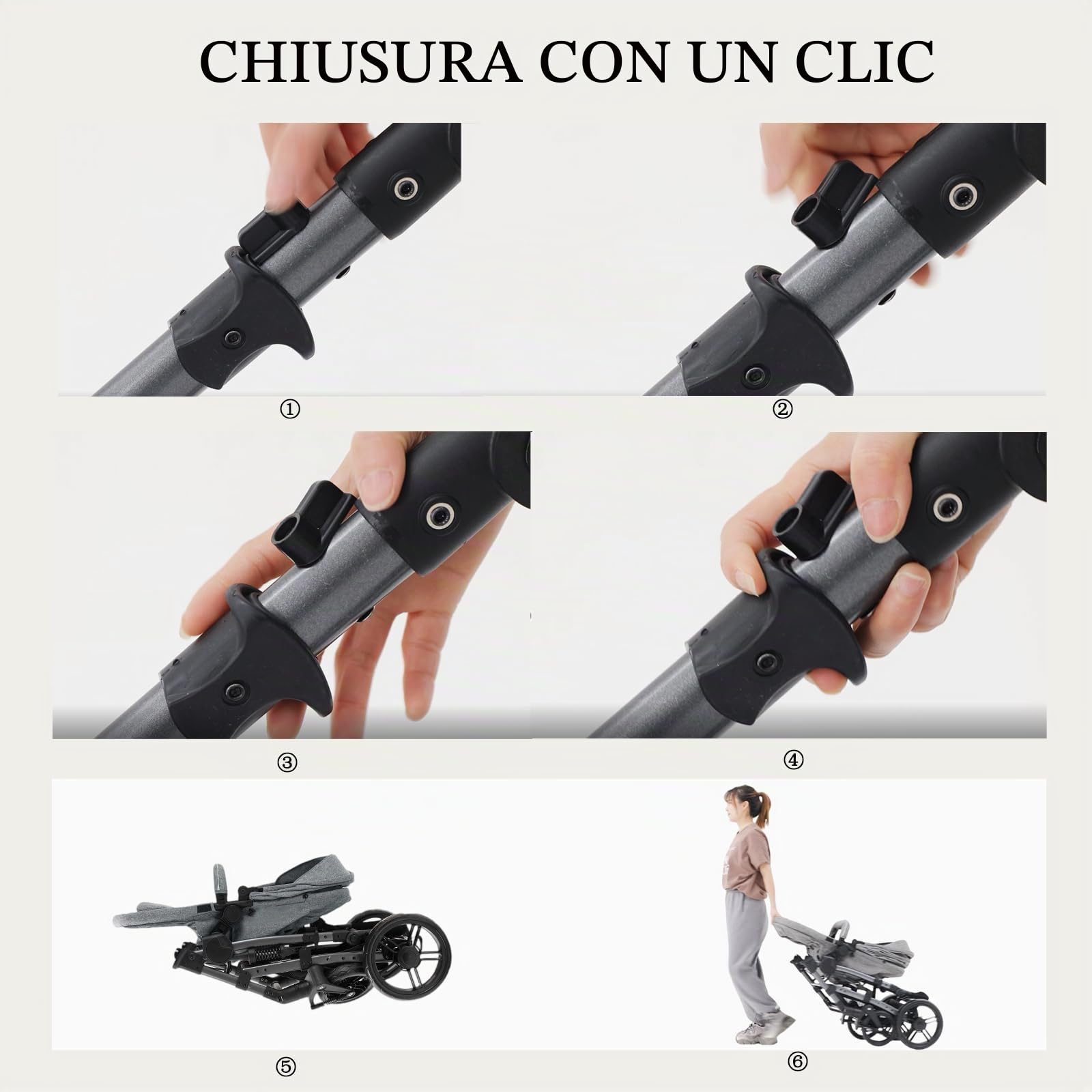 Passeggino trio, Passeggino 3 in 1, Navicella neonato, Sistema da viaggio e seggiolino auto, per neonati bambini 0-36 mesi (Kaki)