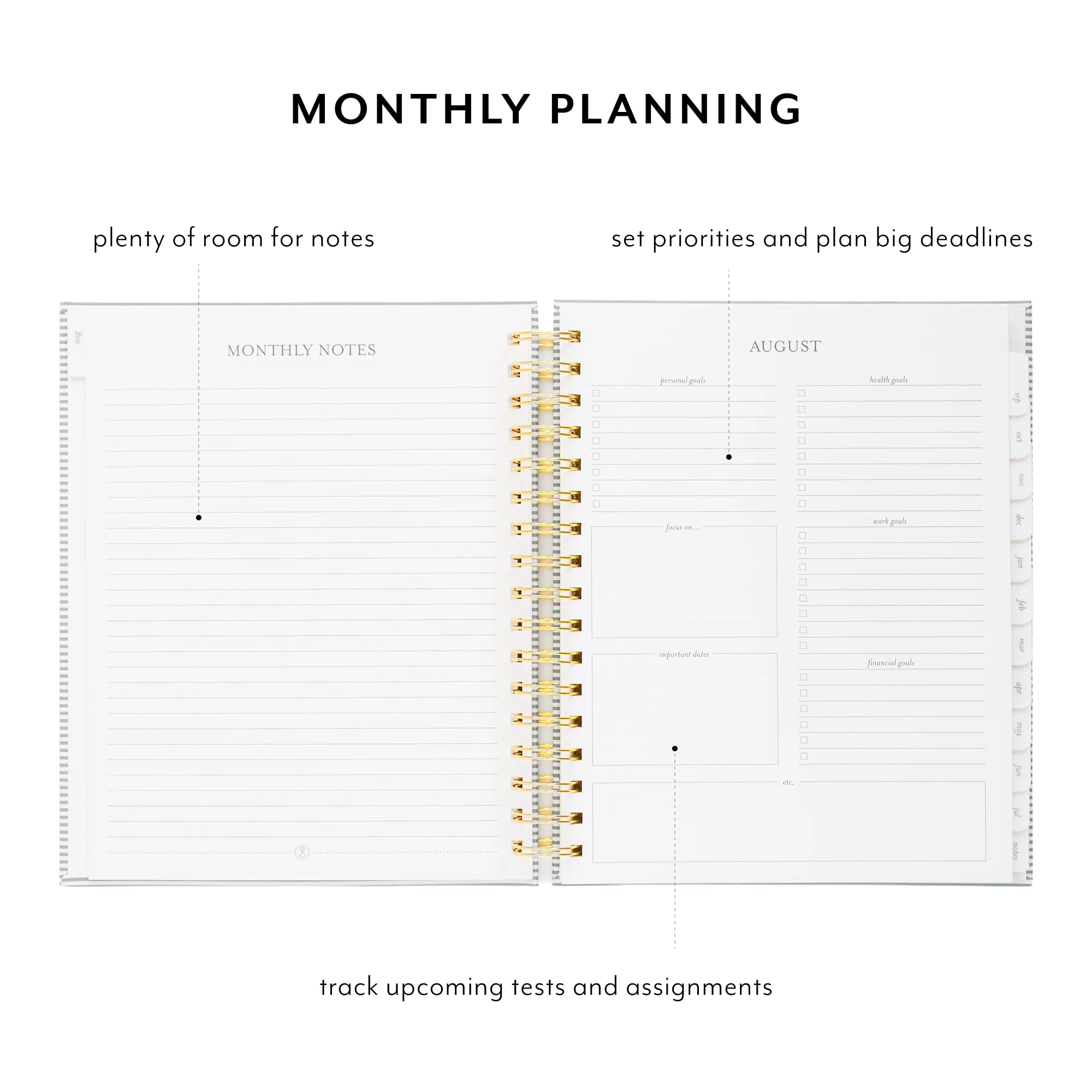 Sugar Paper Agenda accademica 2026 2027, planner mensile per scuola, università e insegnanti, calendario con copertina rigida con pagine per appunti, segnalibri e chiusura con elastico (19,1 x 23,50
