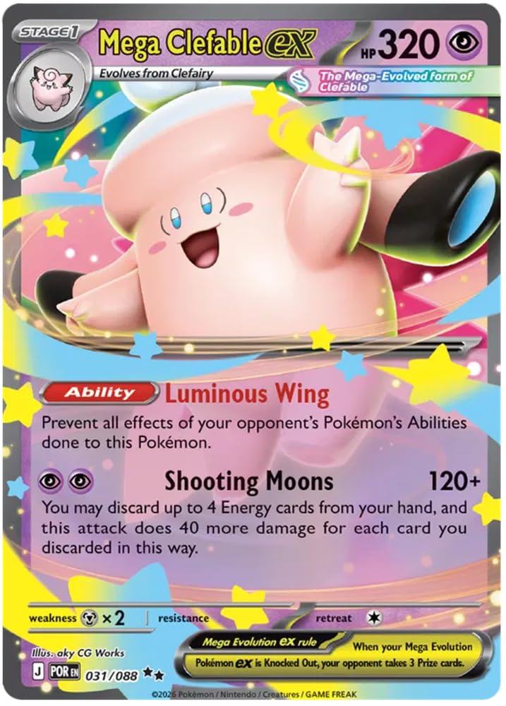 Mega Clefable ex 031/088 Double Rare Pokemon Card | Mega Evolution Perfect Order | ME03 | Titan Authenticated