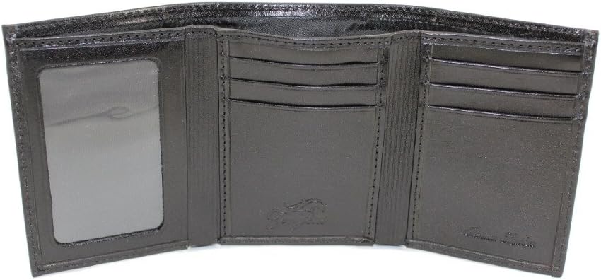 Handcrafted Italian Leather TriFold Wallet, Horizontal Pockets & Clear ID Window (Black)