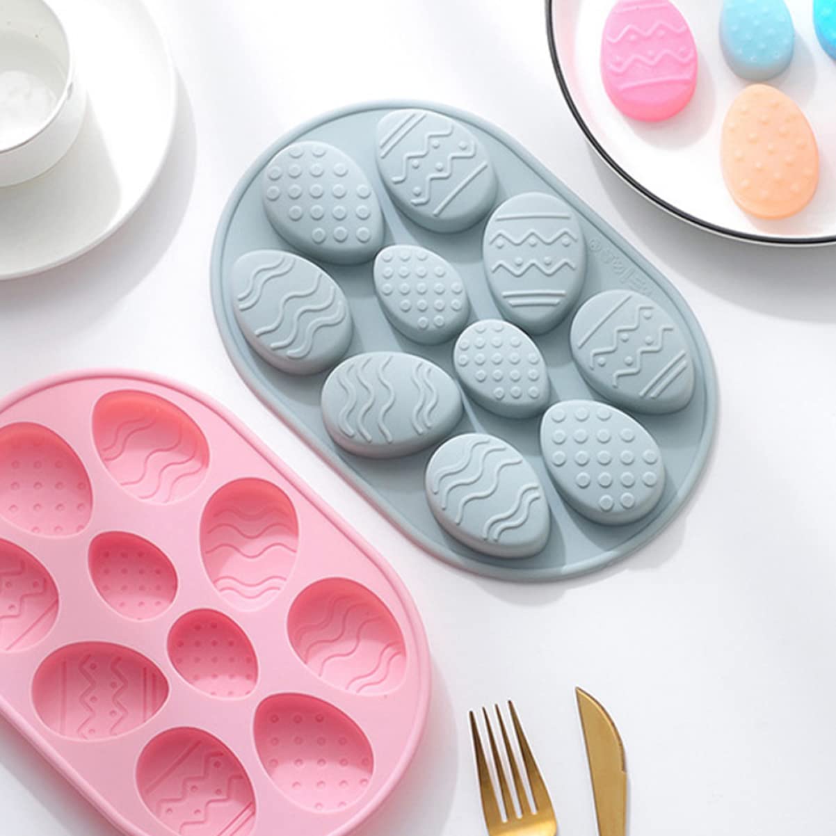 Amosfun Lot De 3 Moules À Gâteaux En Silicone Pour La Cuisson Lot De 10 En Forme De Pâques Biscuits Numériques Non Nettoyants Outil Décoratif Pour Gâteaux De Pâques 2 Pièces X 3
