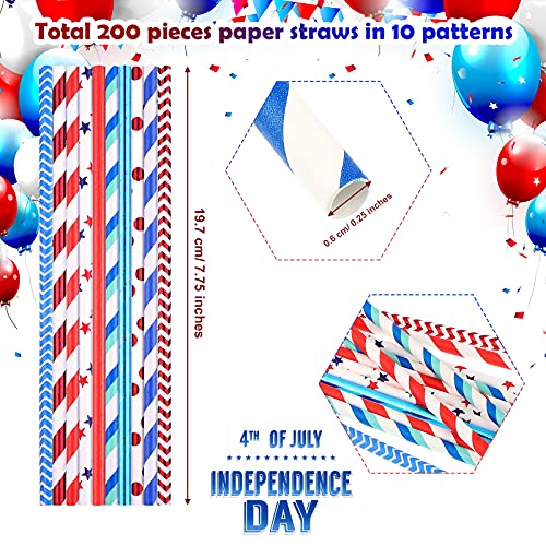 200 pitillos patrióticos de papel para fiesta 4 de Julio miniatura 2