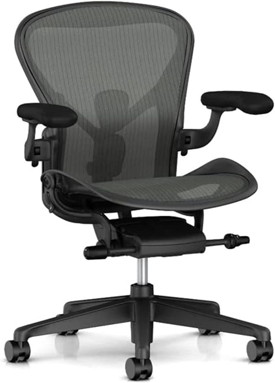 Herman Miller Aeron Remastered Office Chair Size B, Contemporary Style, Graphite Color, Pellicle Material, Height Adjustable Arms, PostureFit Back Support