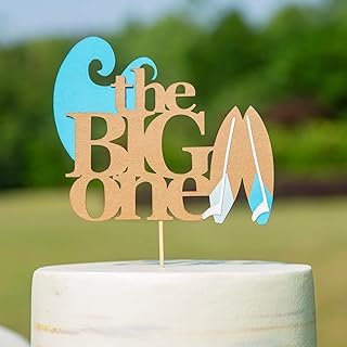 The Big One Cake Topper - 1st Birthday Cake Topper, Surfer Theme Decorations, Beach Party Decorations, First Surfer Birthday Cake Topper, One Surfer Birthday Supplies