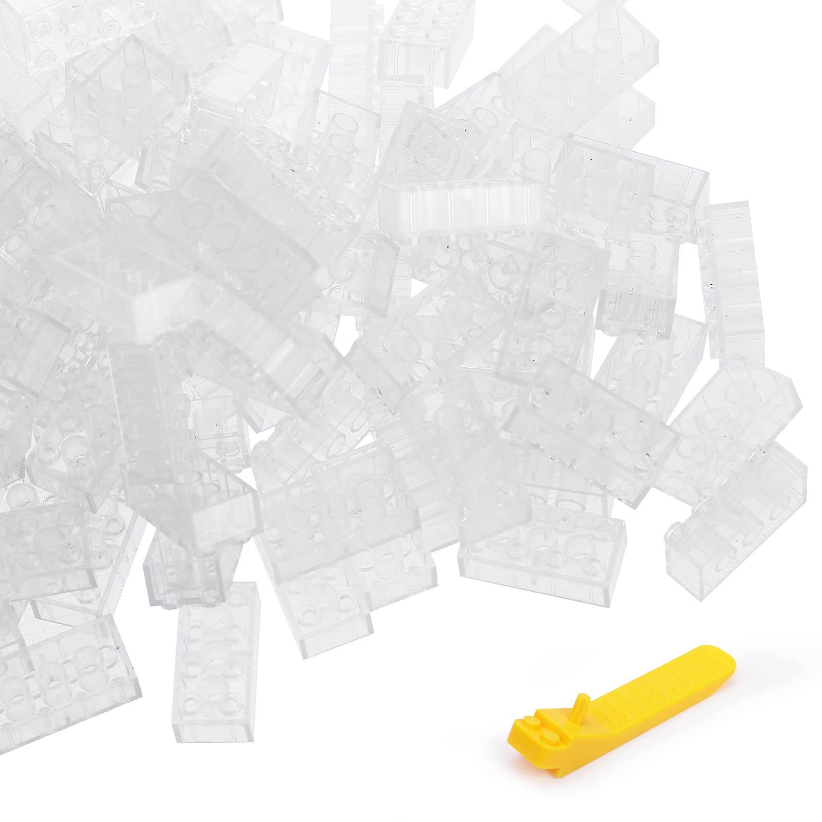 Lekebaby 100PCS Classic Building Bricks, 2x4 Basic Building Blocks Compatible with All Major Brands, Creative Building Toys for Kids - Transparent(2 * 4)