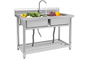 Stainless Steel Utility Sink Double Bowl Commercial Sink with Faucet for Home or Business