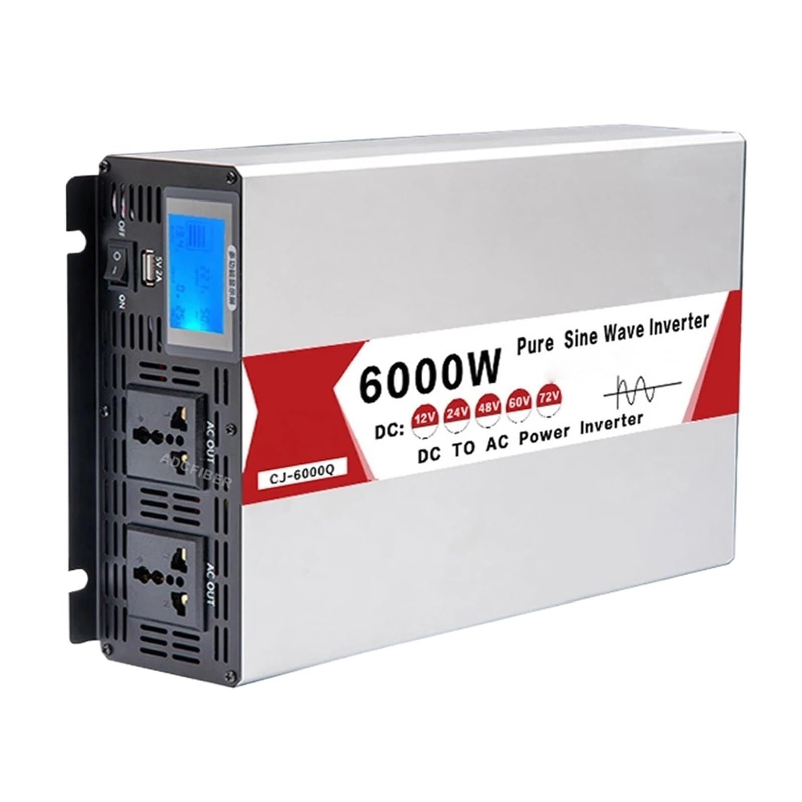 ByNGSDCC Inverter 12V 24V 48V 60V 72V to AC 220V Pure Sine Wave 6000W 8000W Power Frequency Converter Dual Outlet(8000w,60V-230V(50HZ))