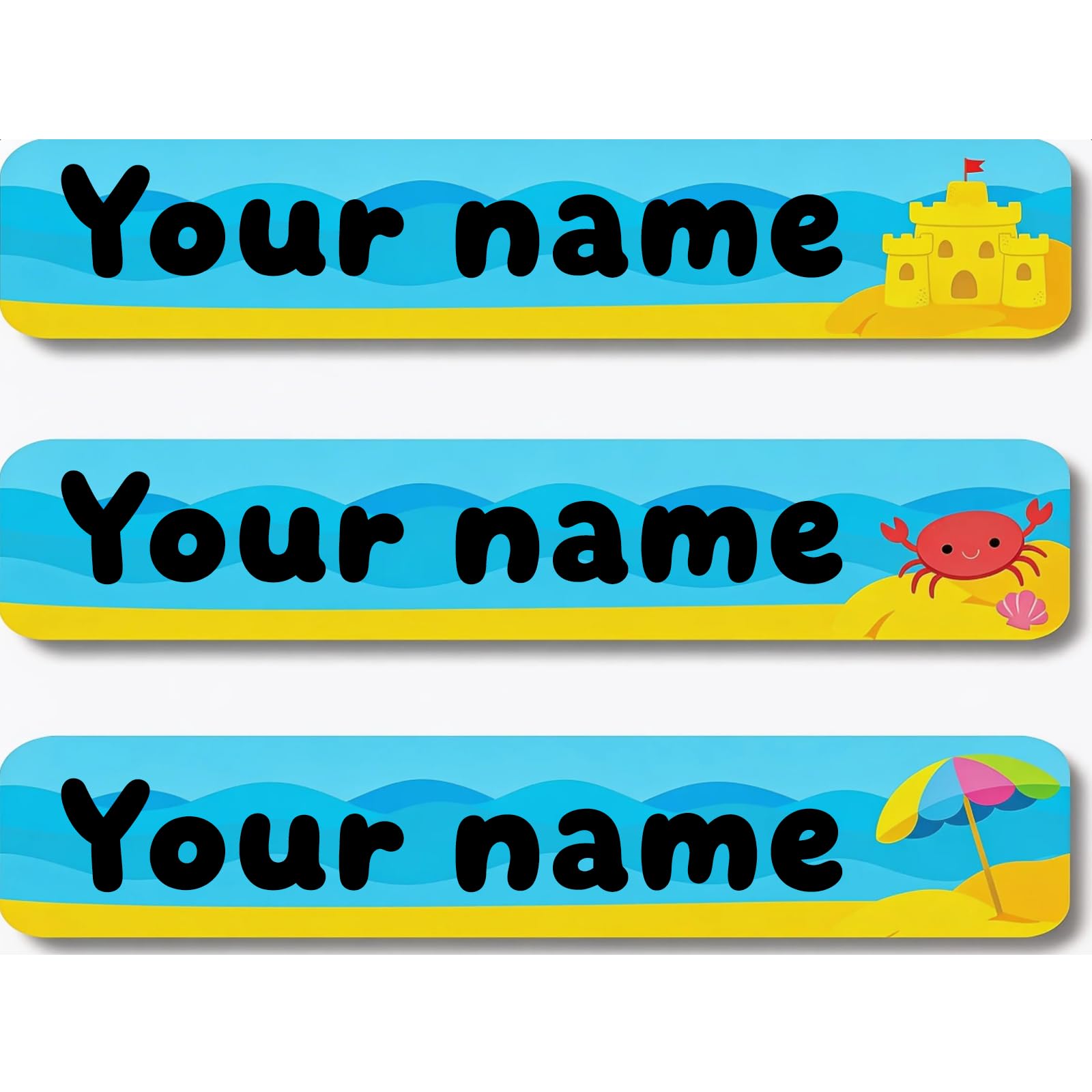 Personalized Waterproof Name Stickers for Kids, Washable Clothing Labels, Durable Name Tags for School, Kindergarten, Lunch Boxes, Books, Toys – Ideal Back to School（Enjoy The Beach）