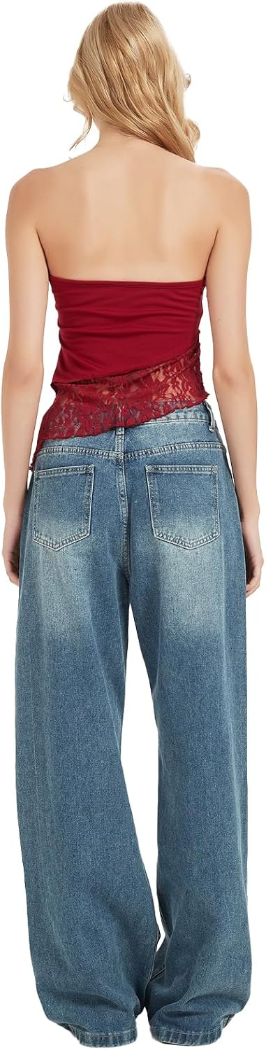 Jeans for Women Wide Leg Baggy Jeans Low Waist Vintage Loose Boyfriend Denim Pants Y2K - Image 5