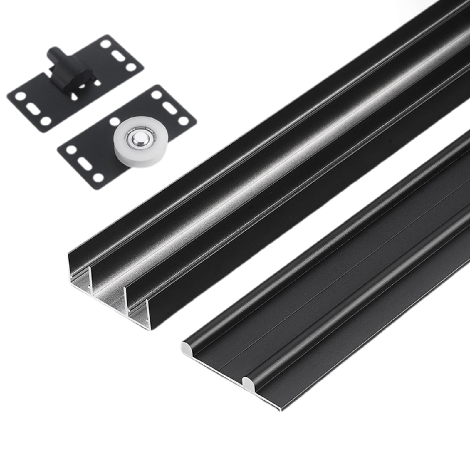 Peakjune Sliding Door Track,Wardrobe Door Track,Sliding Door Kit Track Rail,Aluminium Sliding Door Track Double,Sliding Door Slide Pulley Guide Rail,For Wardrobe Cabinet Glass Doors