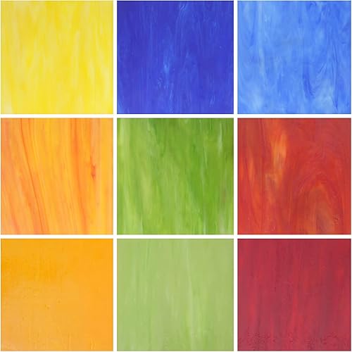 Miniatura 2 de KIPHEPI Paquete de 9 hojas de vidrieras de 6 x 6 pulgadas catedral arte de catedral azulejos de vidrio de mosaico para manualidades Mixed-8