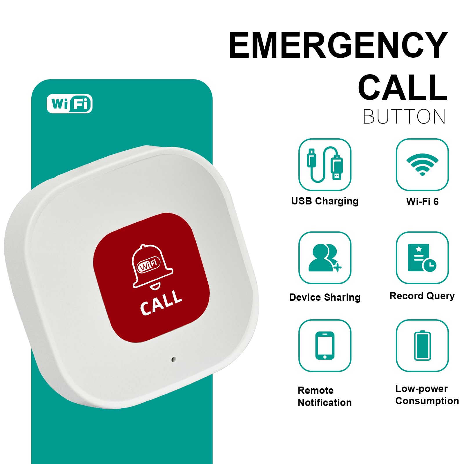 TUYA Personal Alarm for Elderly, WiFi SOS Button With Mobile APP Alert, 2.4GHz Wireless Caregiver Alert System - Image 4